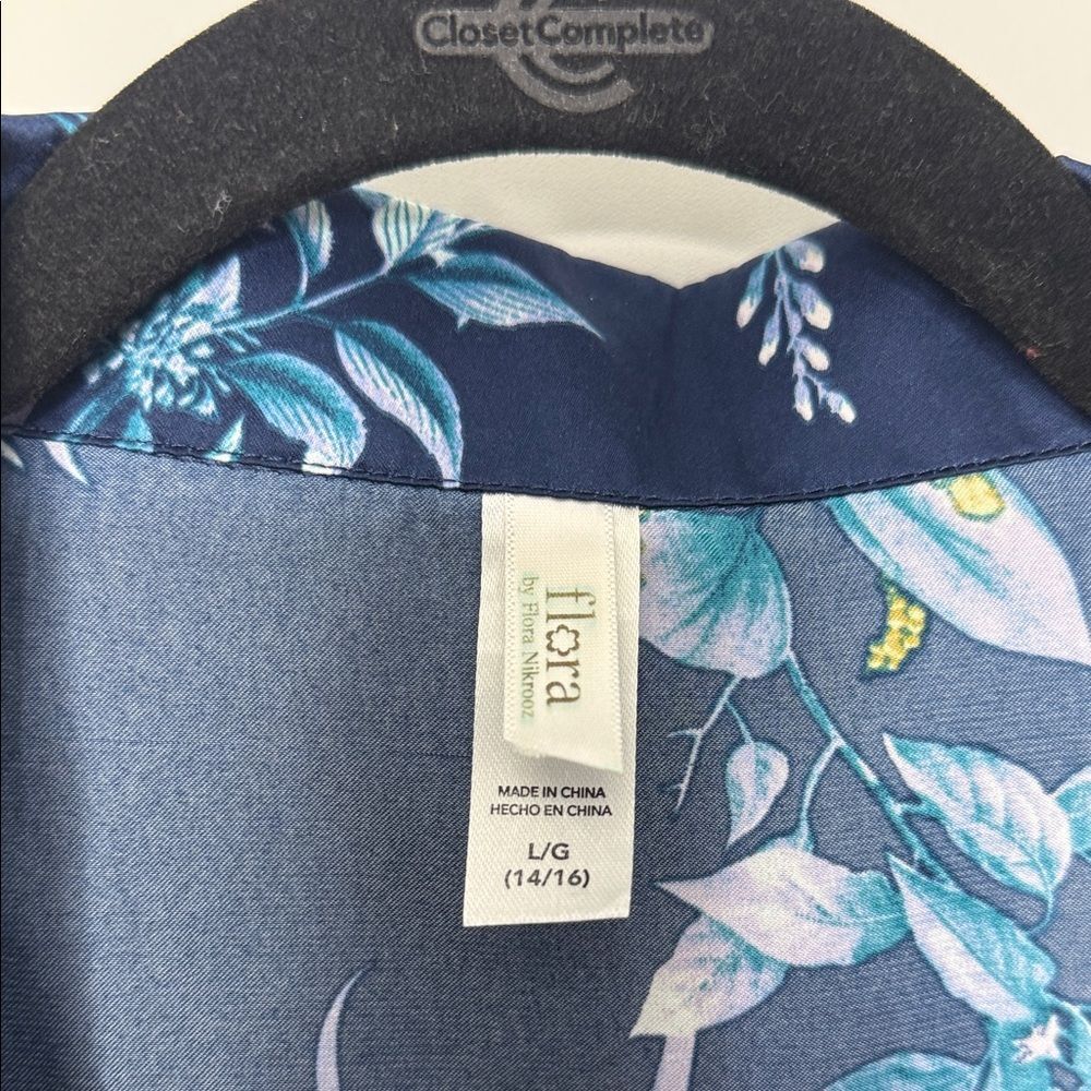Flora by Flora Nikrooz Floral Navy Blue Short Sleeve Pajama Set Size Large - Picture 6 of 12